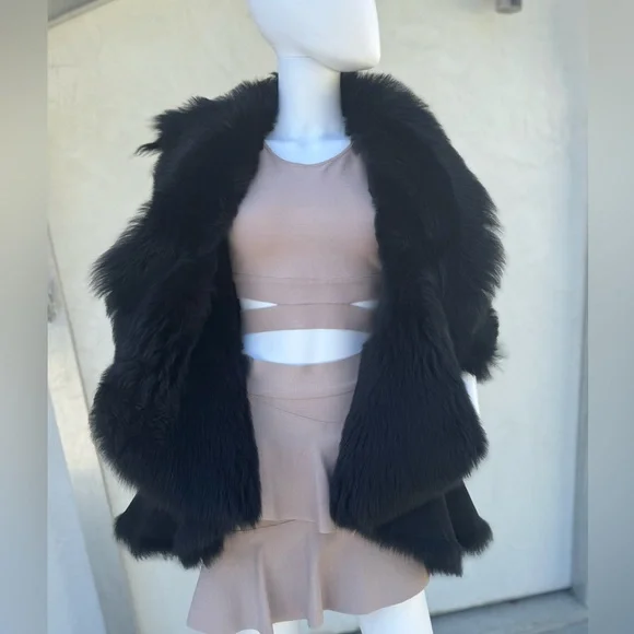 HSO Collection Black dyed Shearling Lamb Fur Jacket Size 6 - Picture 3 of 17